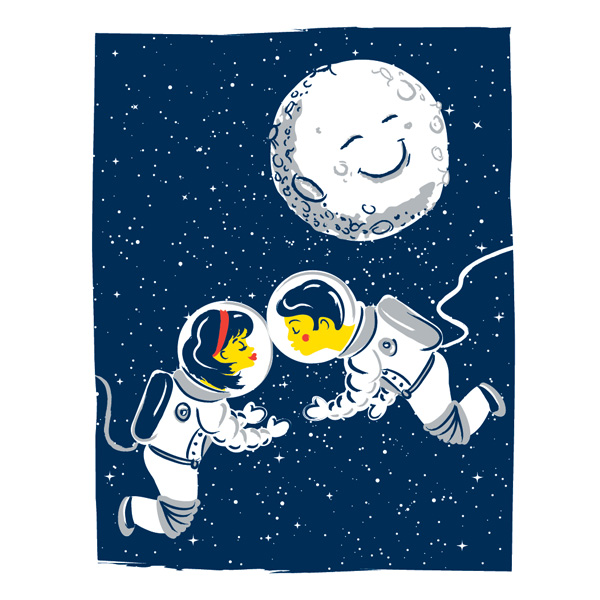 space kiss illustration graphic design